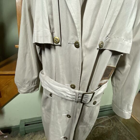 Vintage Together Trench Coat Womens Plus 18W Belt Duster Chic Elegant Y2K Retro - Picture 3 of 16